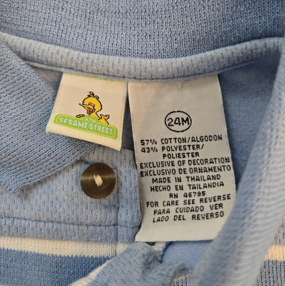 Vintage Y2k Sesame Street E Is For Elmo 2pc Shorts Polo Shirt Outfit